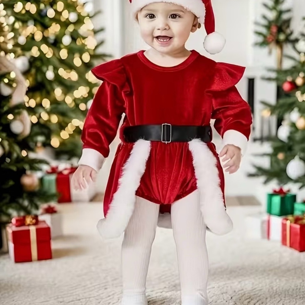 Red Santa Baby Outfit with Hat